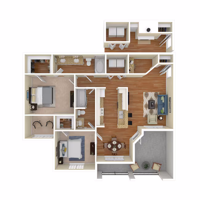2 Bed 2 Bath 1278 SqFt (1099 Net) 1337 floor plan